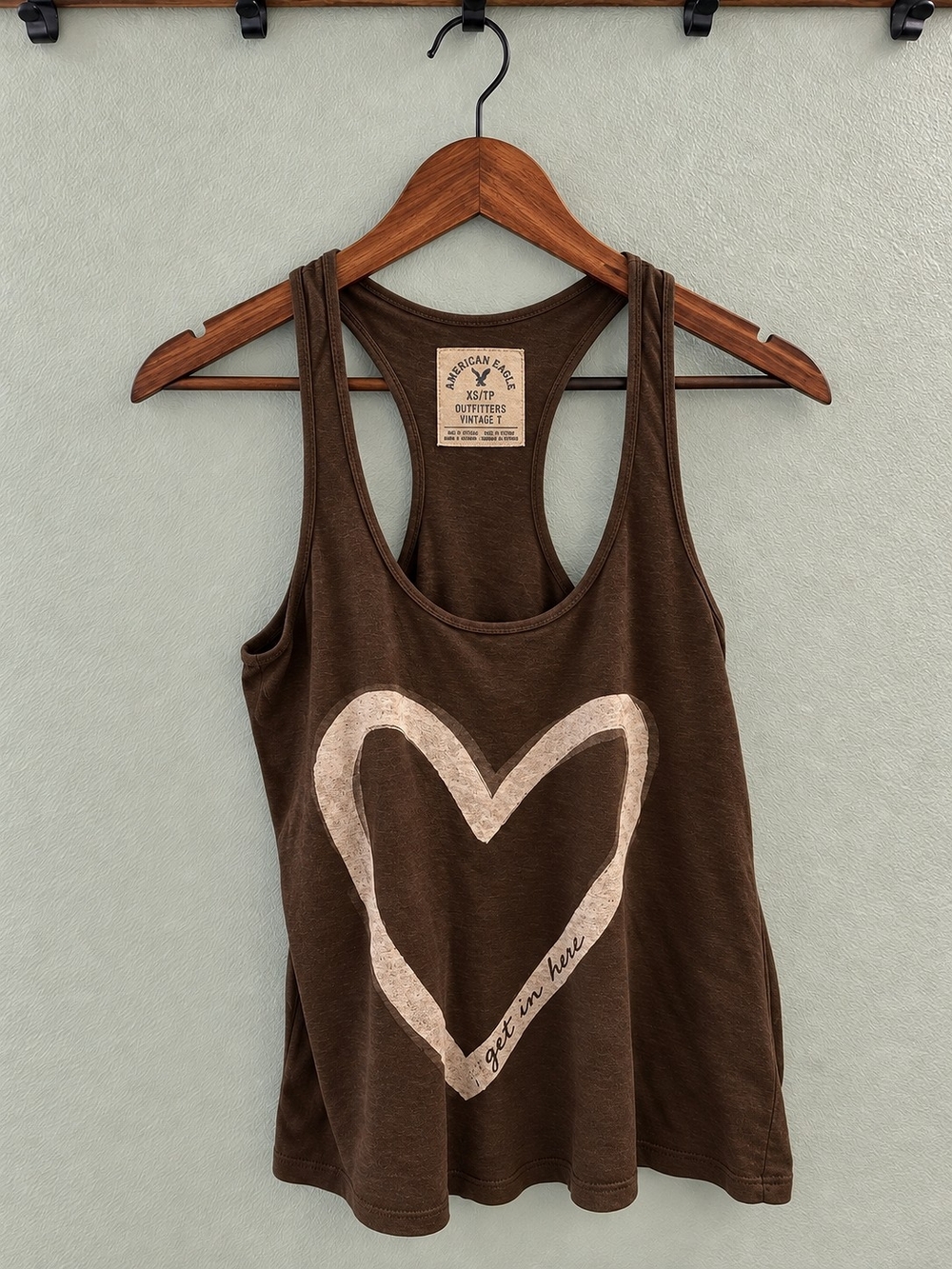 American Eagle Outfitters Gray Heart Graphic Racerback Tank